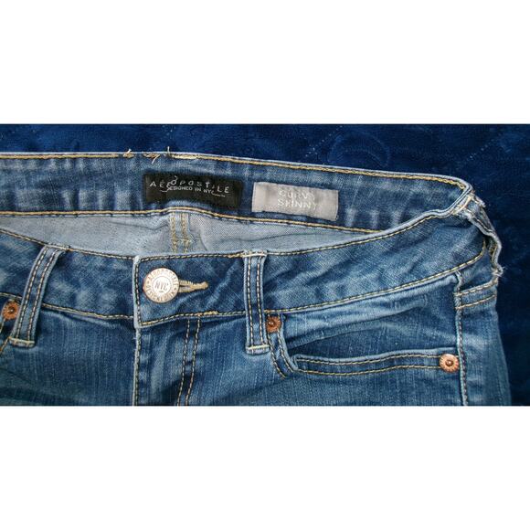 EUC Aeropostale Jeans 2 Women Regular Size Blue Denim Low Rise Curvy Skinny - Picture 10 of 13